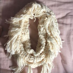 Cream Knit with tassels infinity scarf
